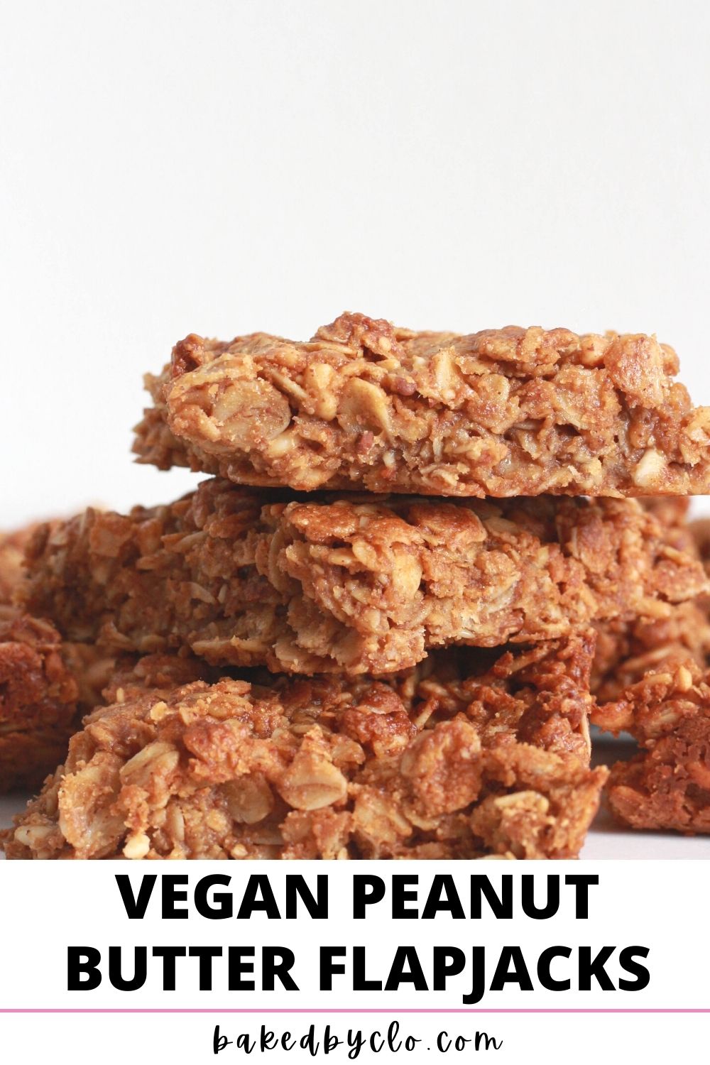 Pinterest Pin - stack of peanut butter flapjacks