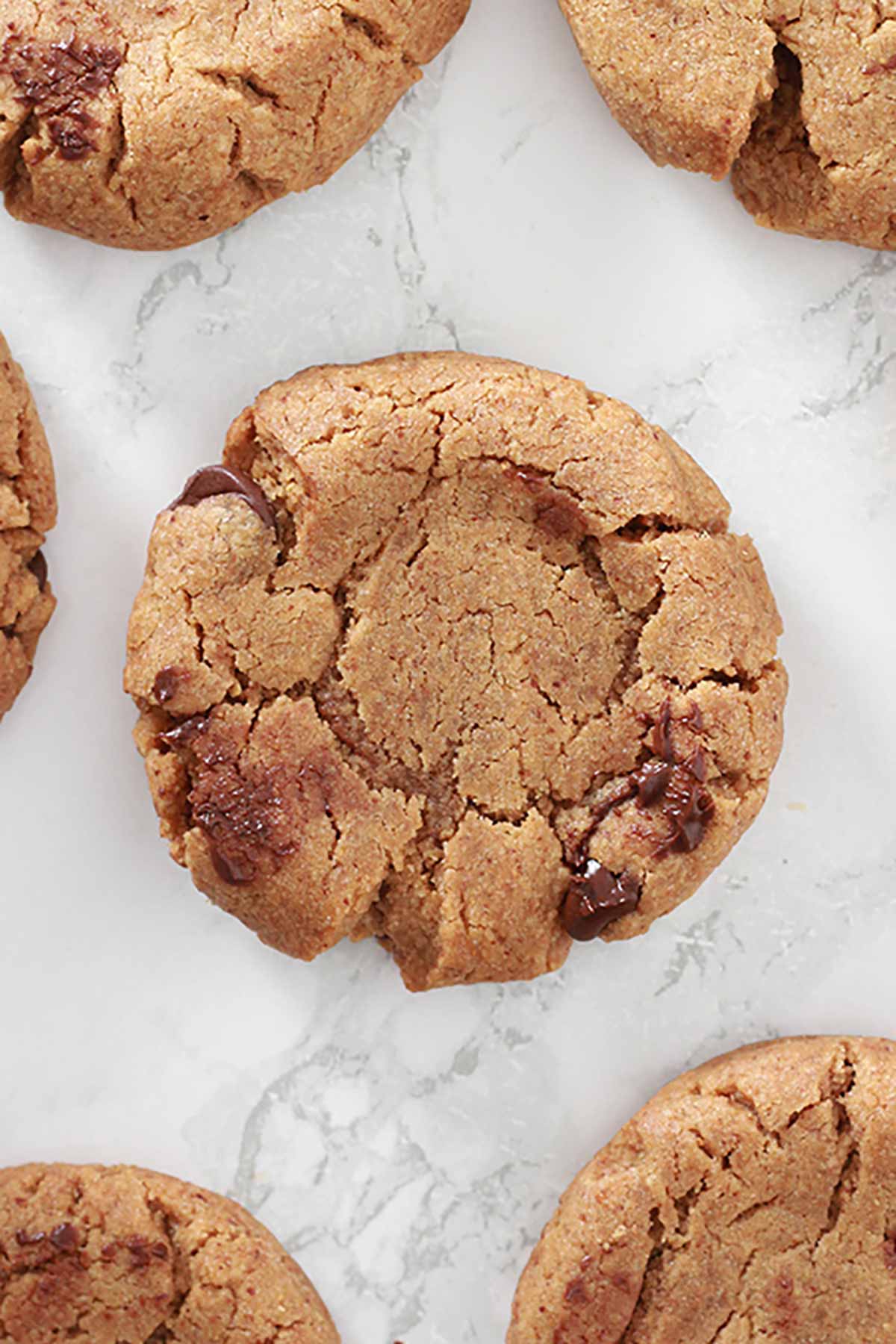 Flat Lay Of Almond Chocolate Chip Cookies