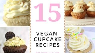 Pinterest pin with various vegan cupcake images on it