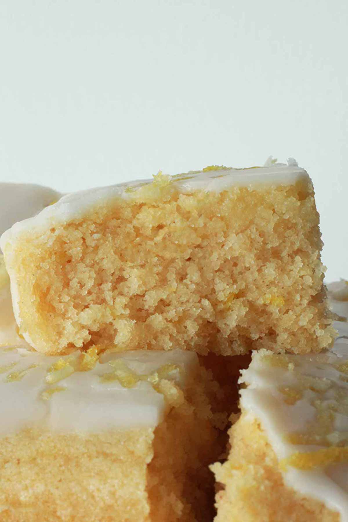 Square Slices Of Lemon Drizzle Cake