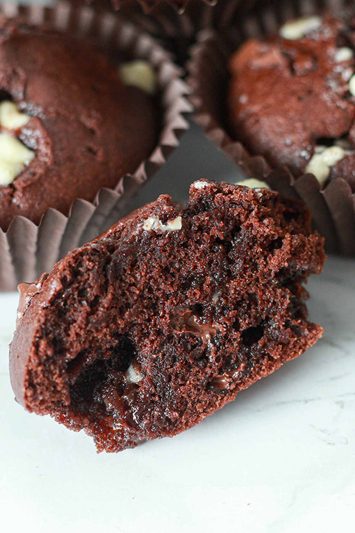 Double Chocolate Muffin Cut In Half