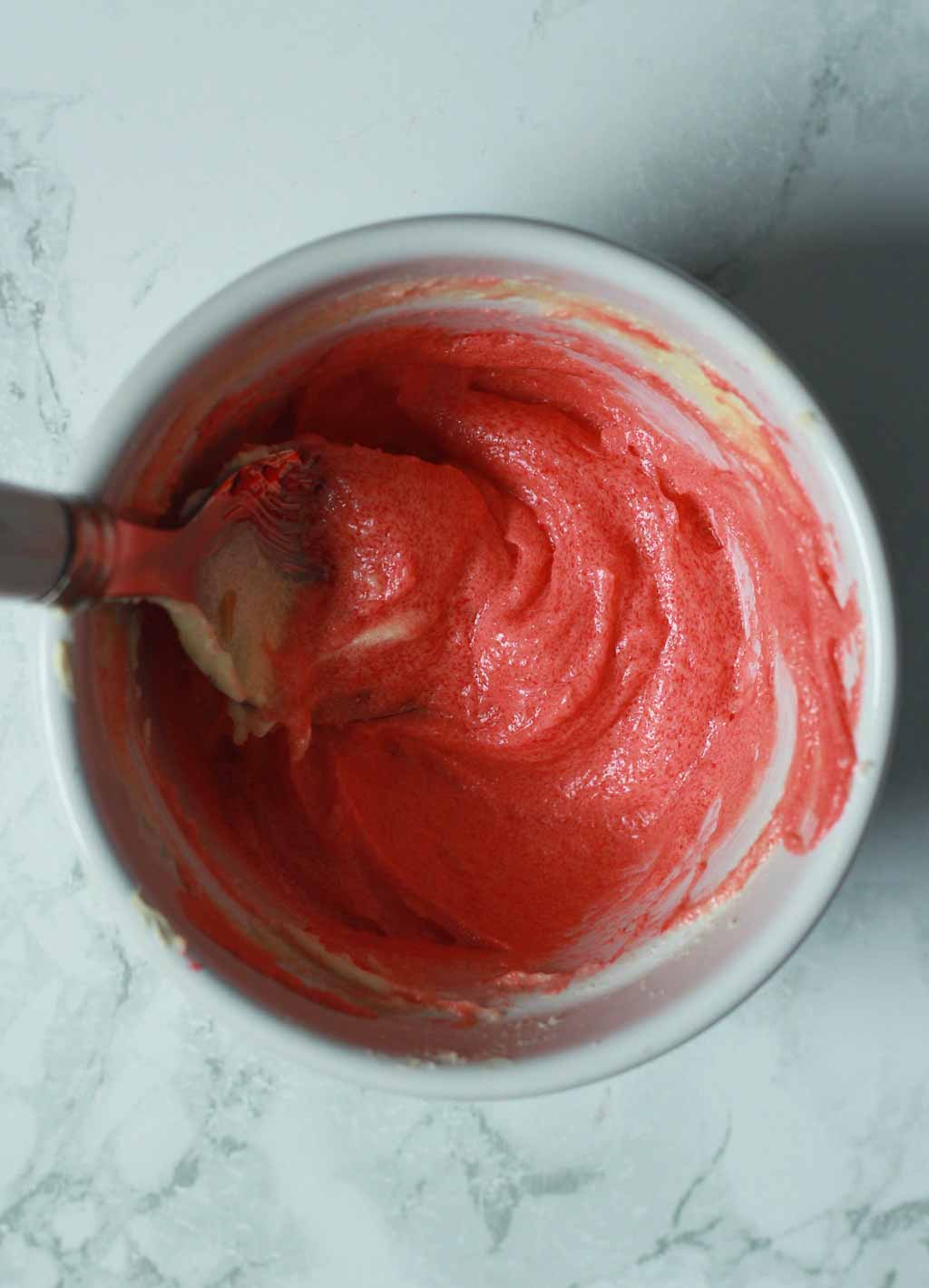 Margarine And Sugar Mixed With Red Food Gel