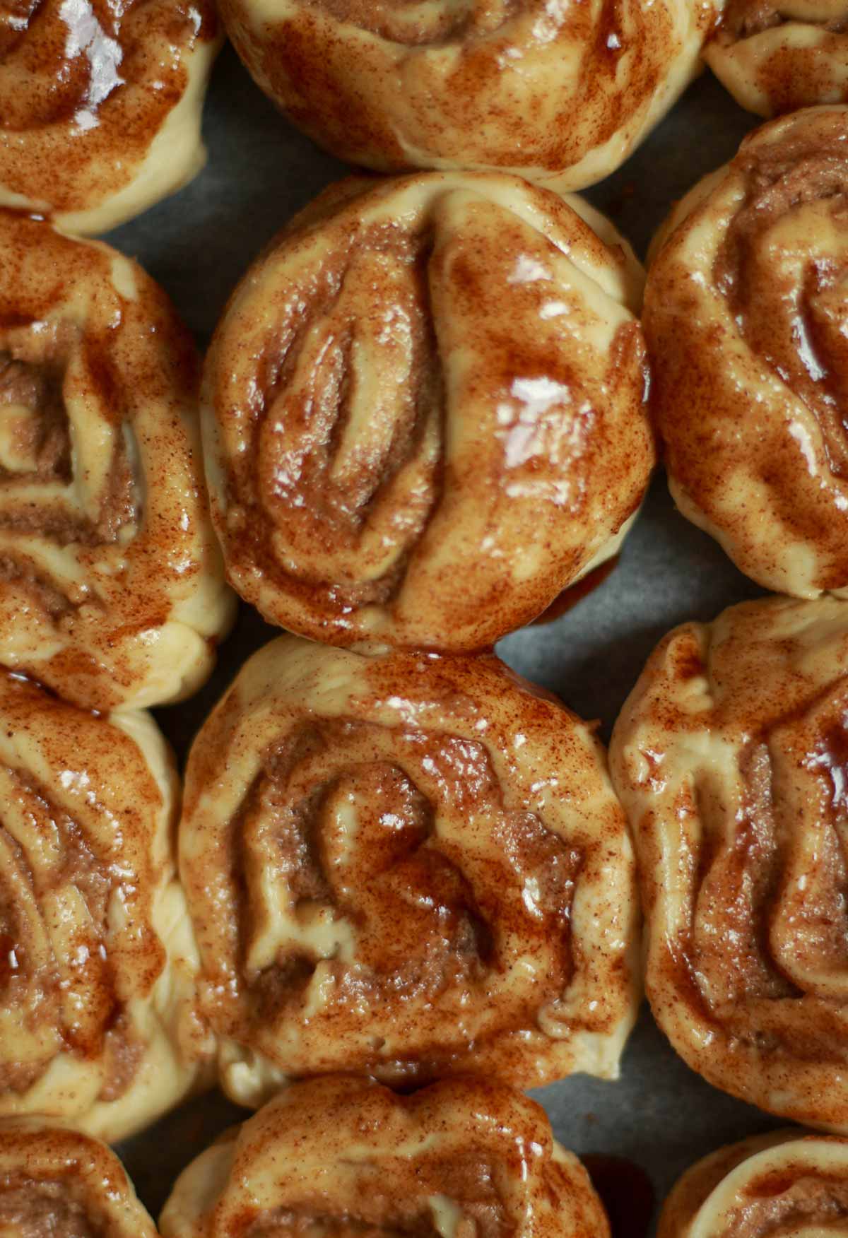 Unbaked Rolls Covere With Glaze