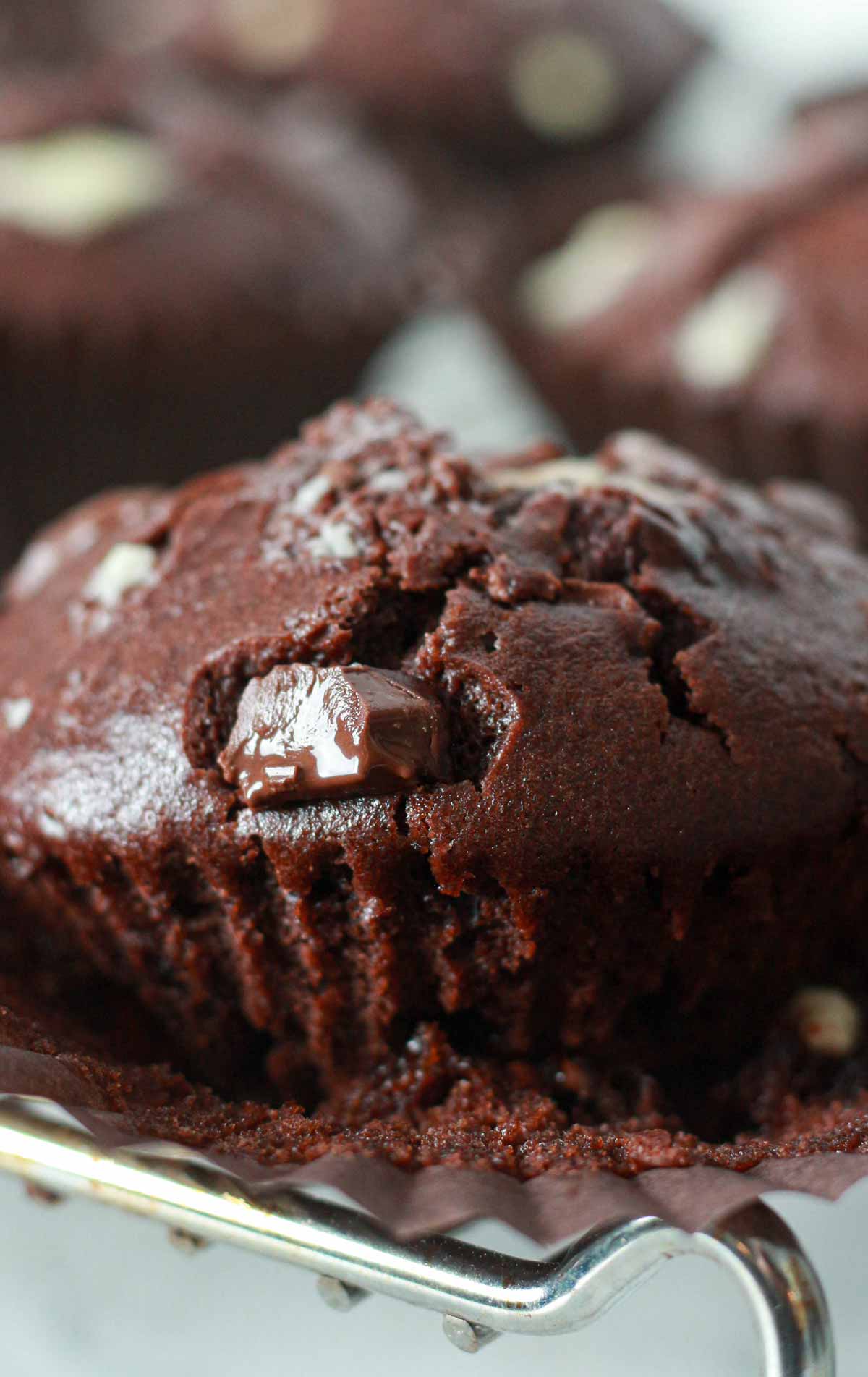 Vegan Chocolate Muffin On A Wire Rack