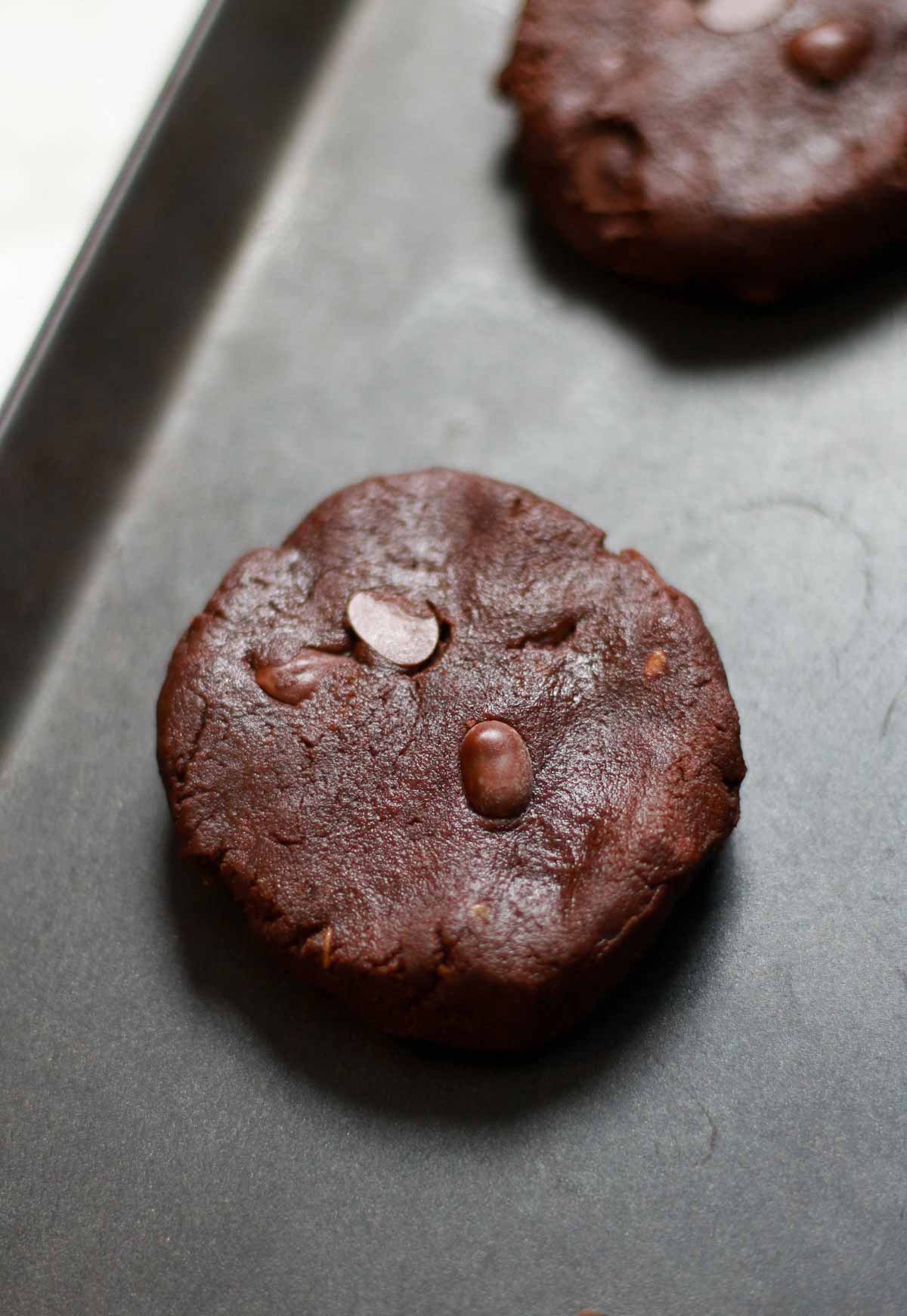 Cookie Dough Discs On Baking Tray