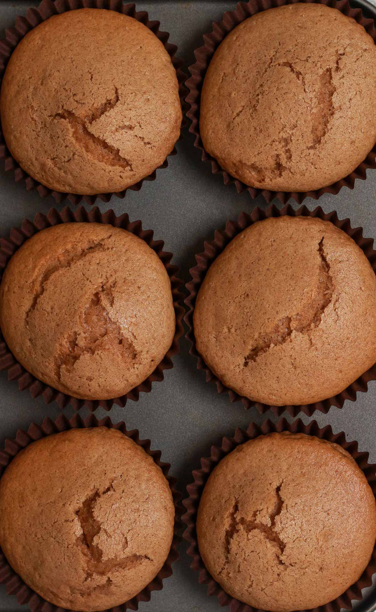 Vegan cinnamon muffins In Tin After Baking