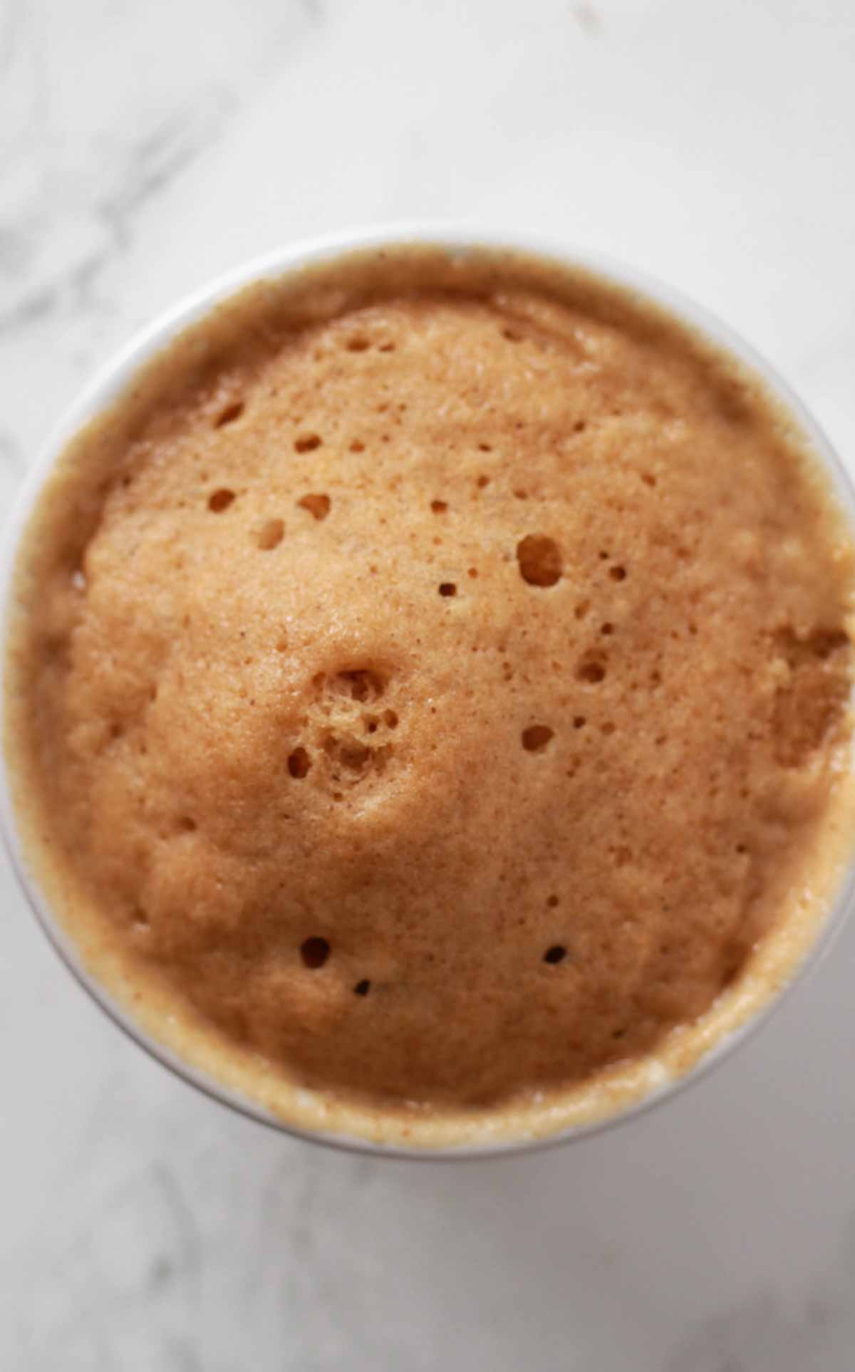 Overhead Shot Of Baked Mug Cake