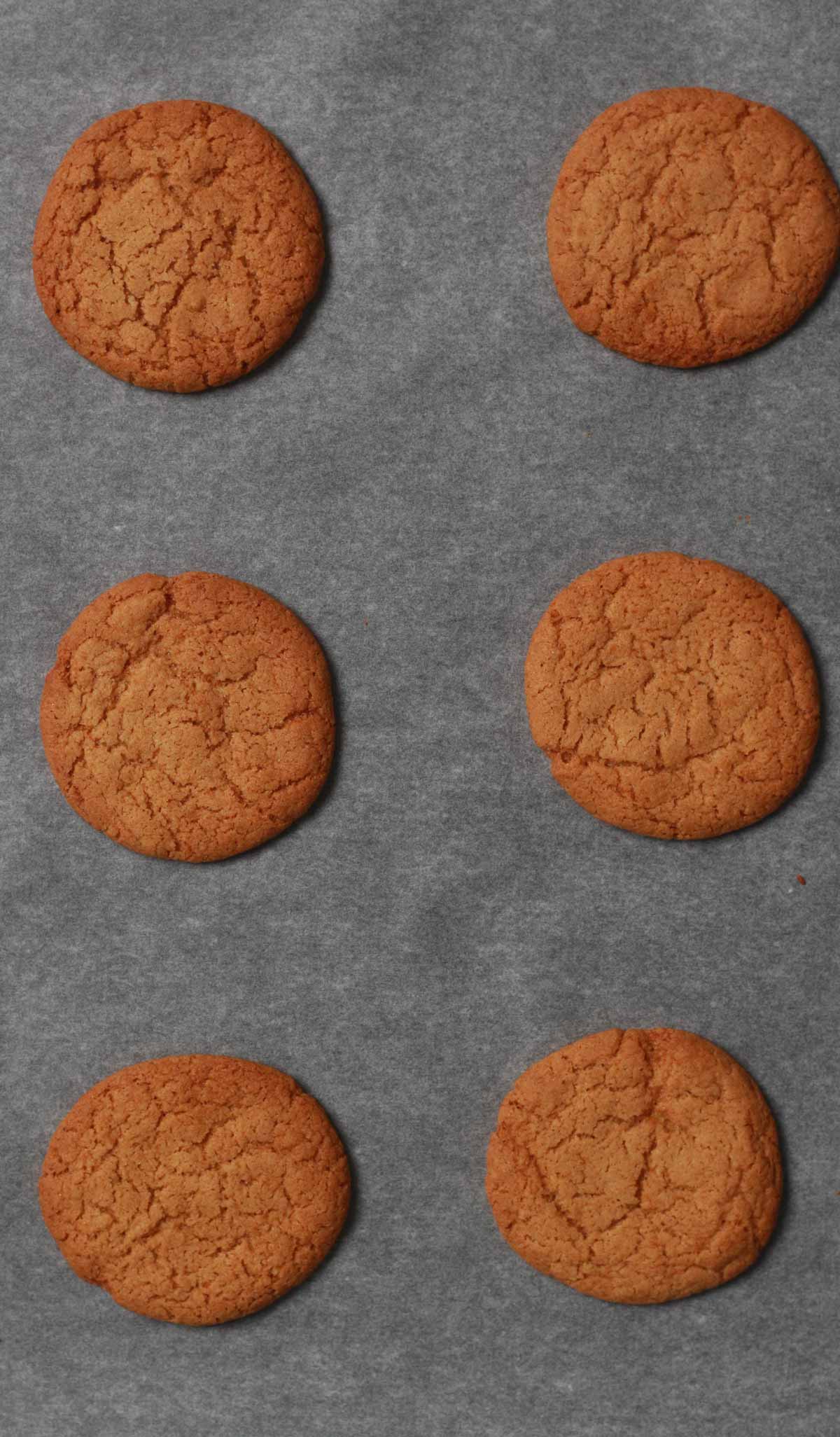 Baked Gingersnaps On Baking Tray