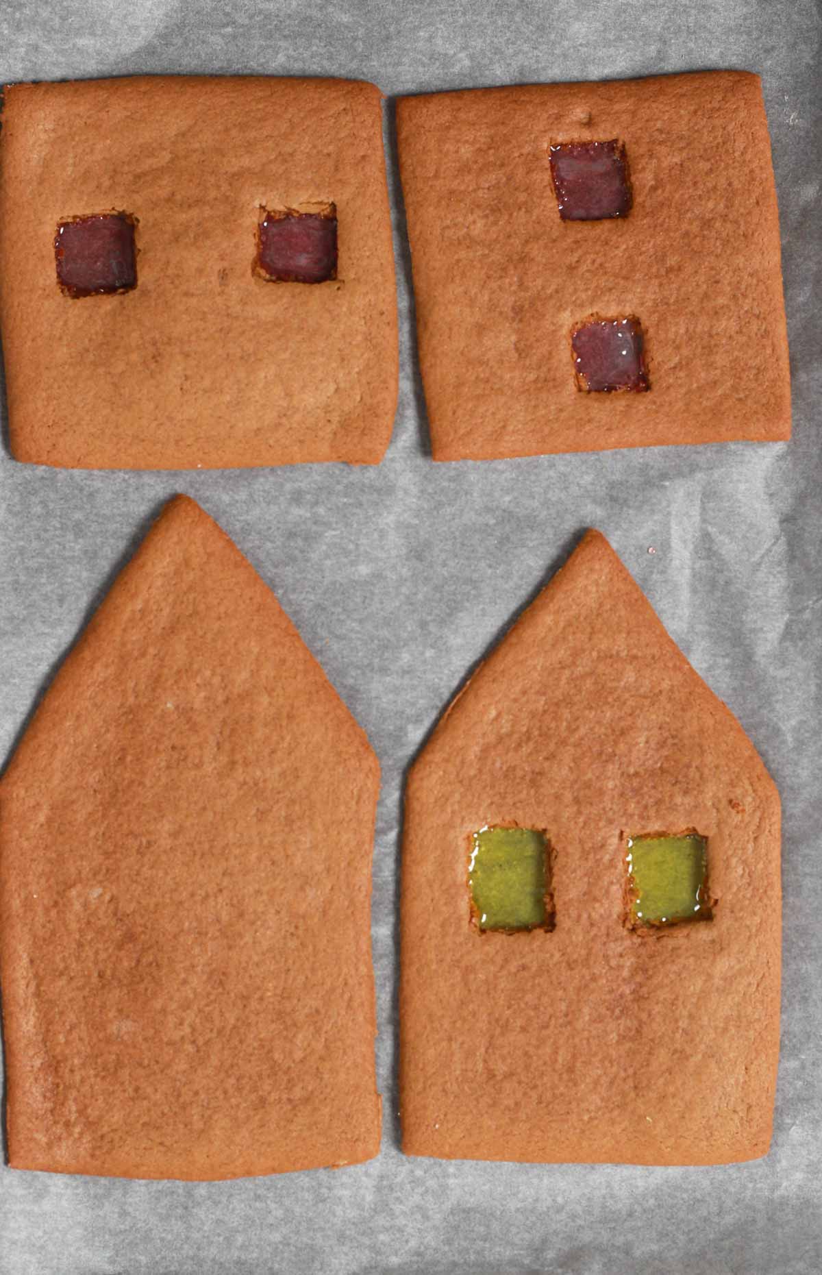 Boiled Sweets In Gingerbread Windows After Baking