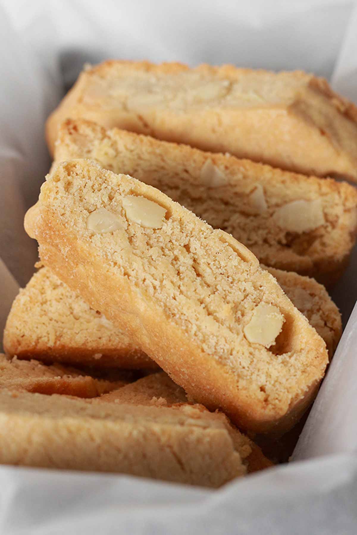 Vegan Almond Biscotti In A Basket