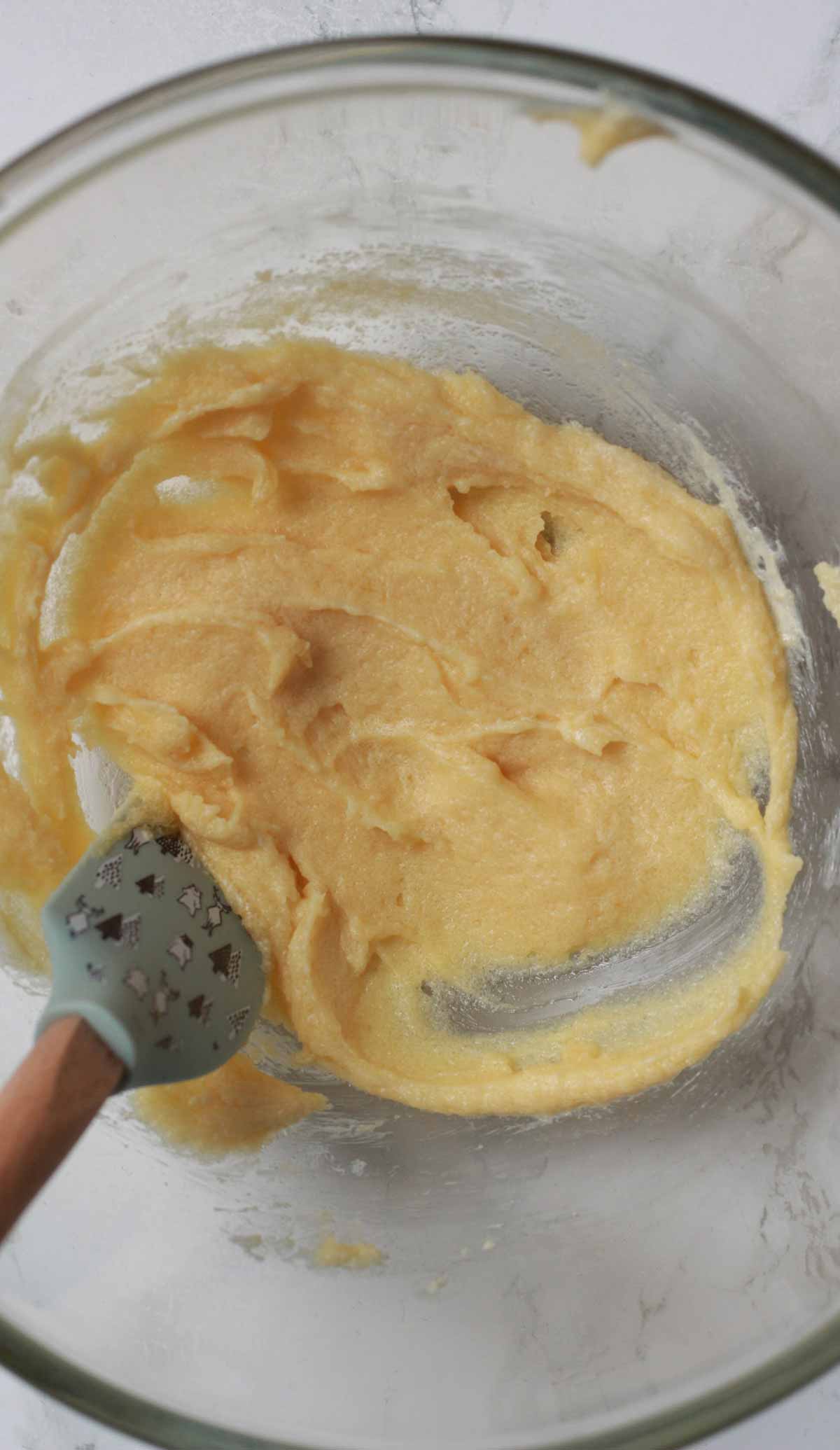 Wet Ingredients Mixed Together In A Glass Bowl