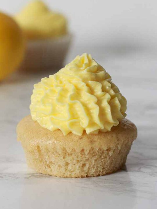 Small Cupcake With Vegan Lemon Buttercream Frosting