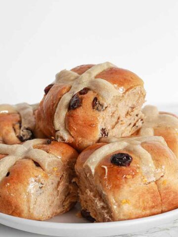 A Plate Full Of Vegan Hot Cross Buns