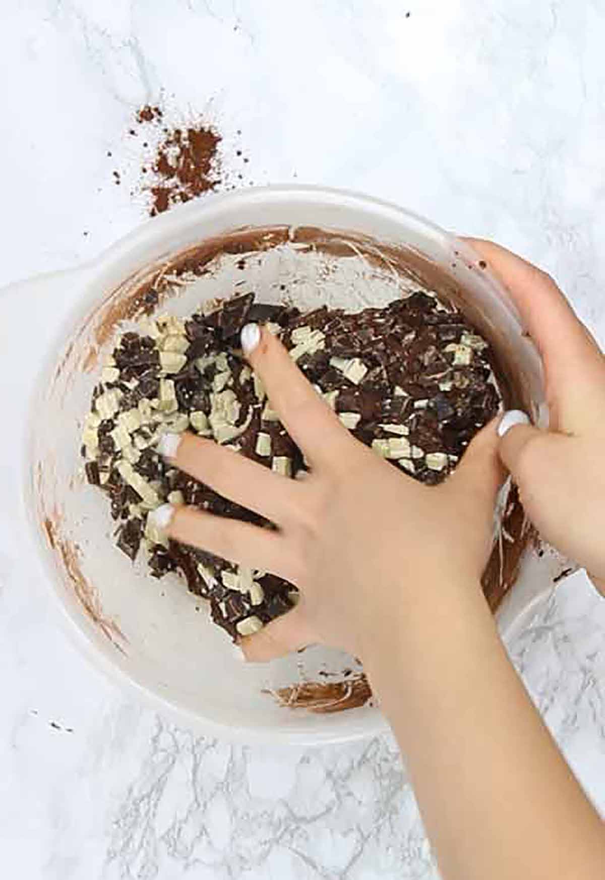 Folding Chocolate Chips Into Cookie Dough