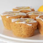 Gluten Free Lemon Muffins On White Cake Stand