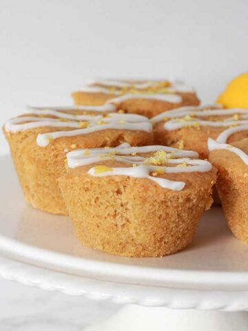 Gluten Free Lemon Muffins On White Cake Stand