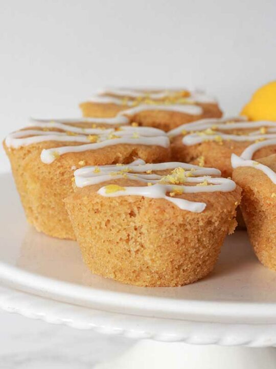 Gluten Free Lemon Muffins On White Cake Stand