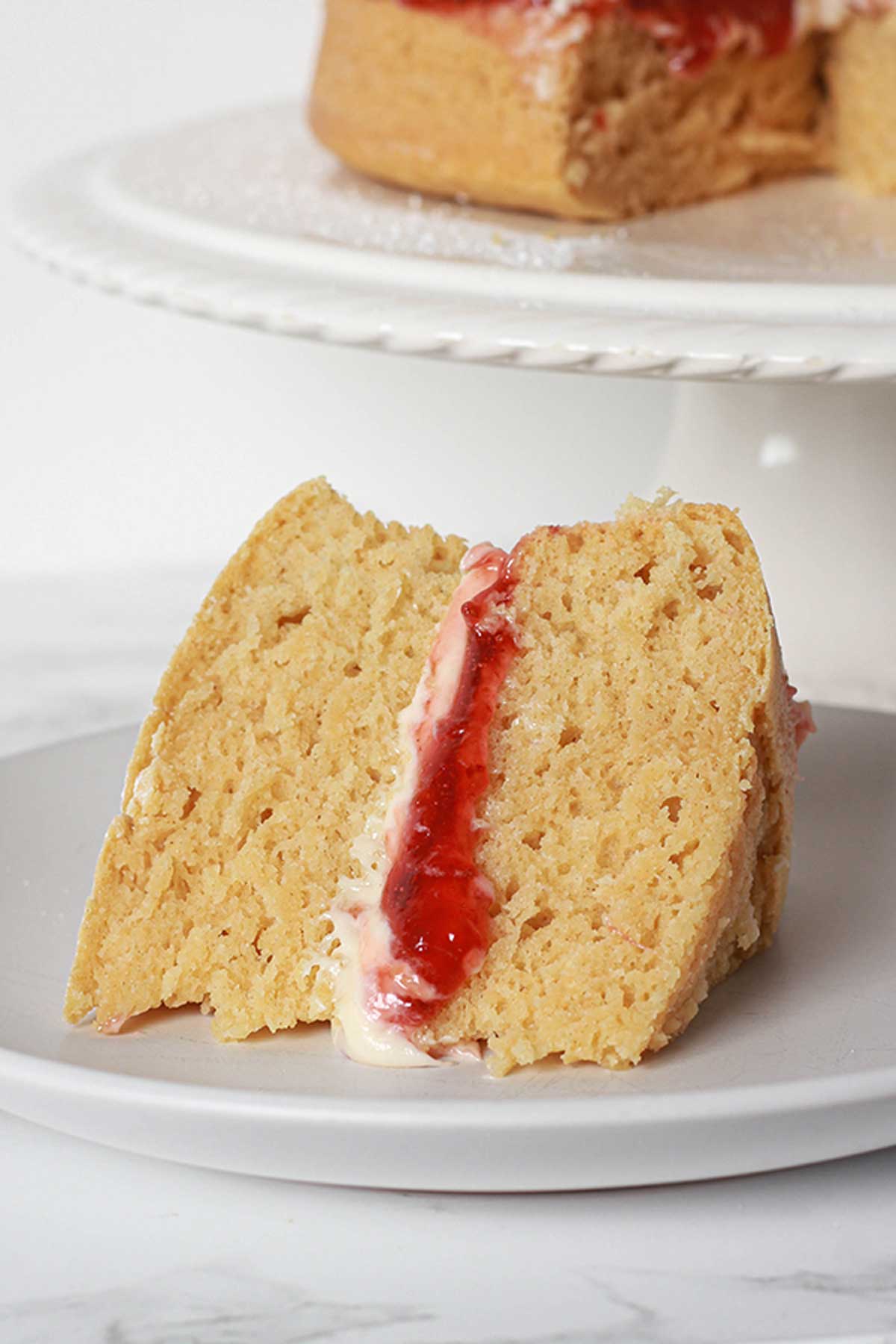 Slice Of Vegan Sandwich Cake On A Plate