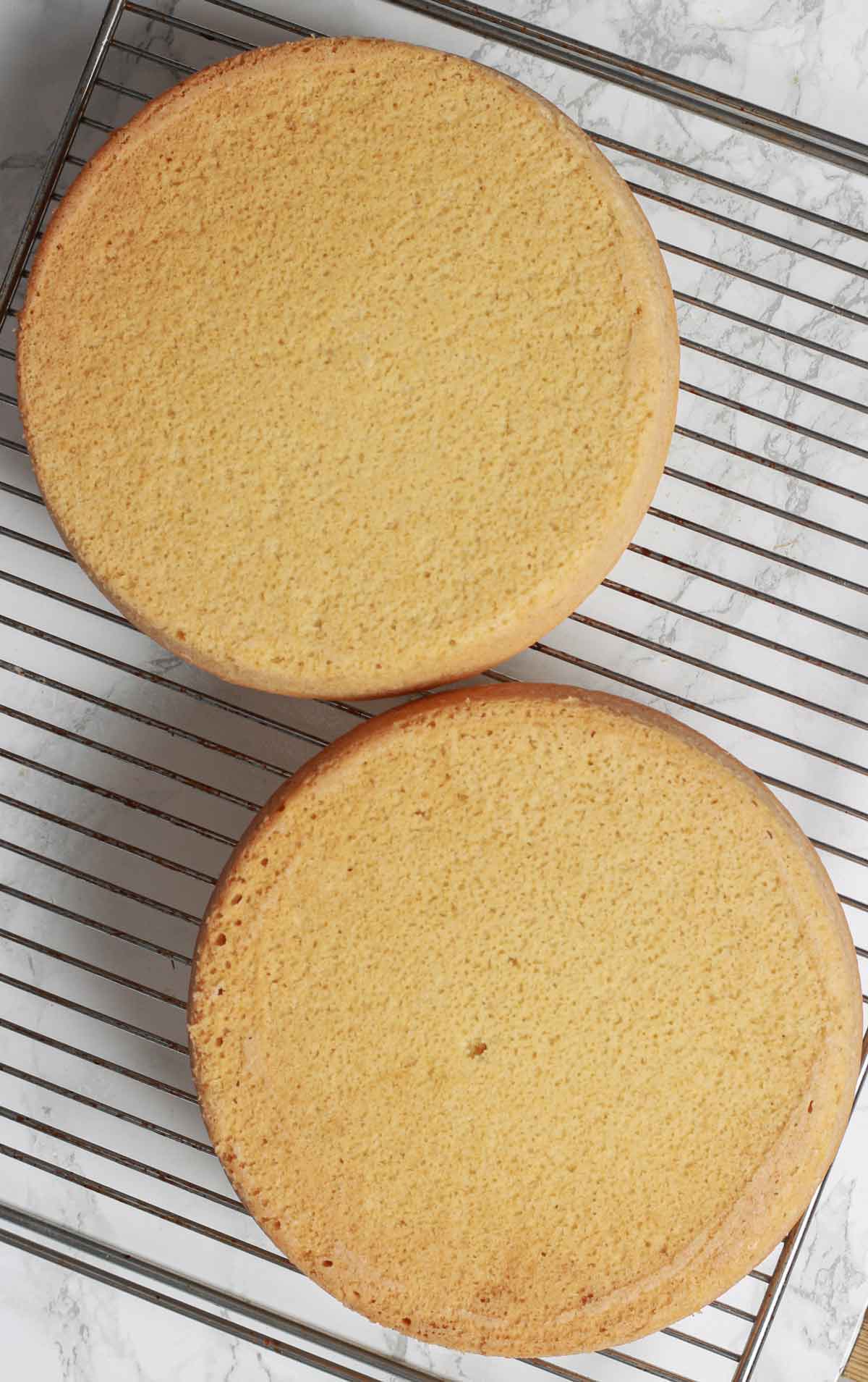Two Vegan Sponge Cakes On A Cooling Rack