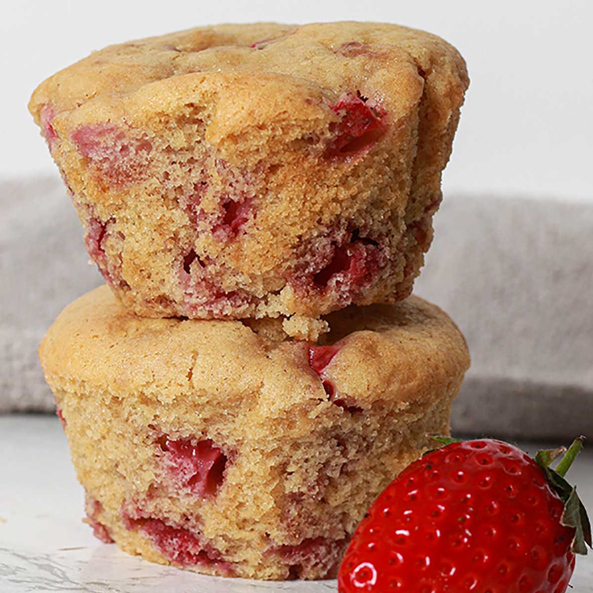 Two Vegan Strawberry Muffins