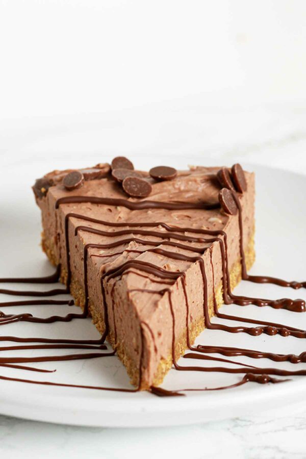 Slice Of Vegan Chocolate Cheesecake On A Plate