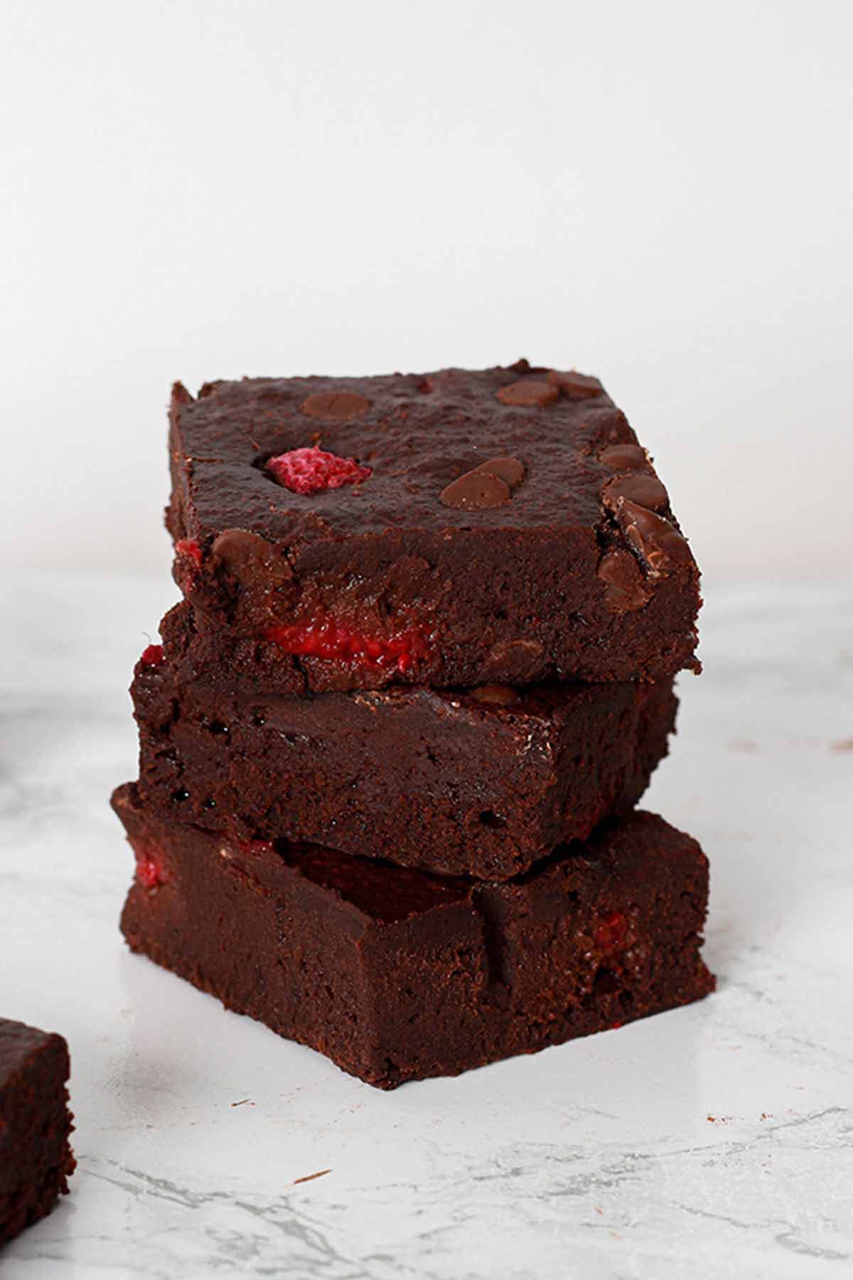 Stack Of 3 vegan raspberry Brownies