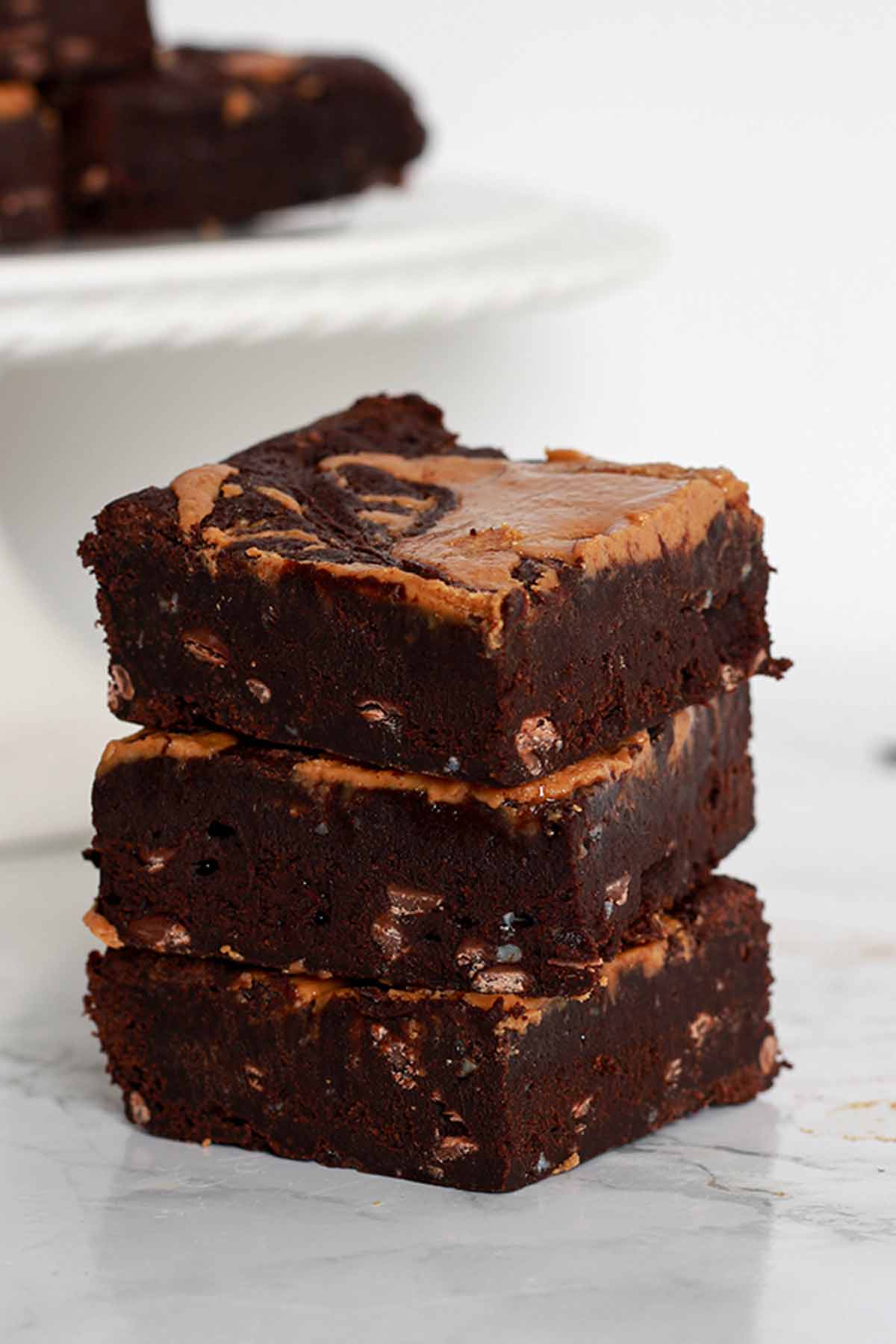 Stack Of 3 Vegan Peanut Butter Brownies