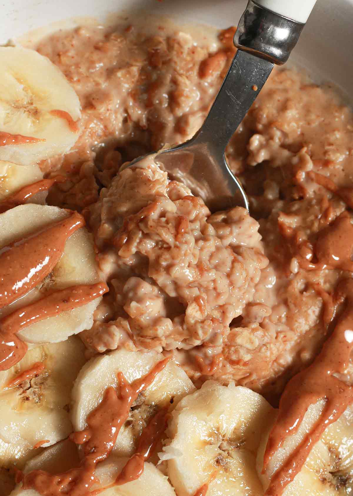 Close Up Of Dairy Free Peanut Butter Porridge