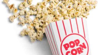 Is Popcorn Vegan Thumbnail Image Of Red And White Box With Popcorn Spilling Out