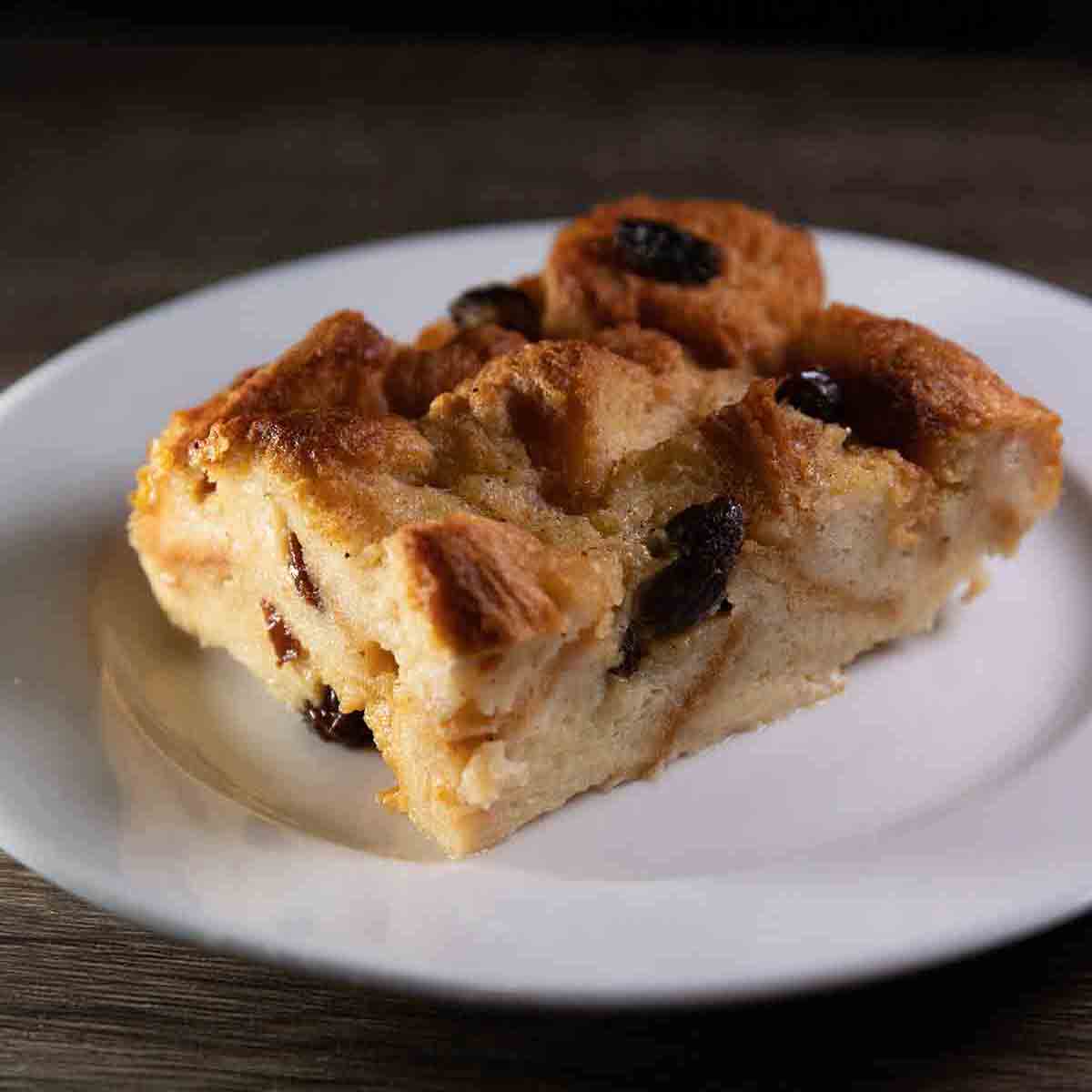 Slice Of Bread Pudding On A Plate