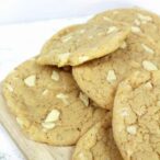 A pile of vegan white chocolate cookies