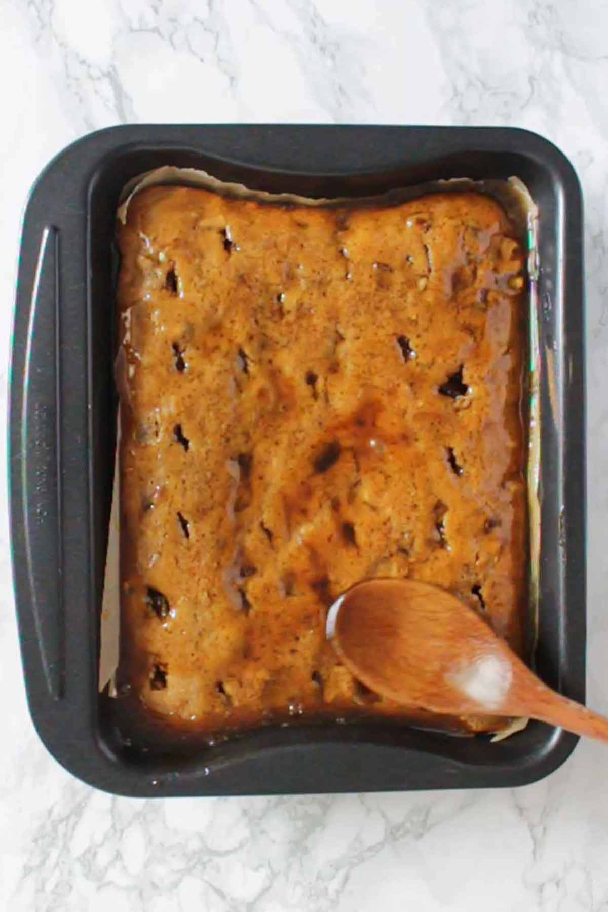 Baked Pudding With Sticky Sauce All Over It