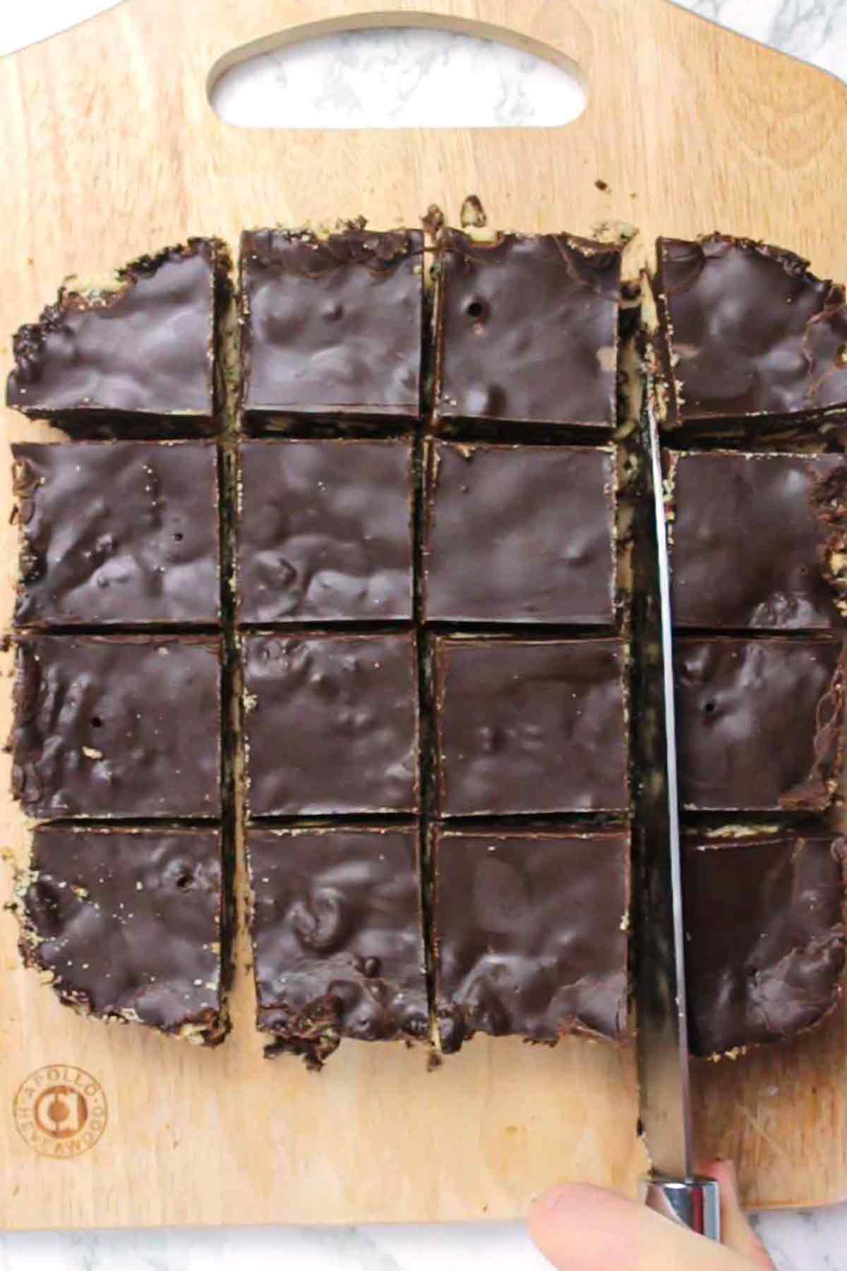 Cutting Chocolate Tiffin Into Slices