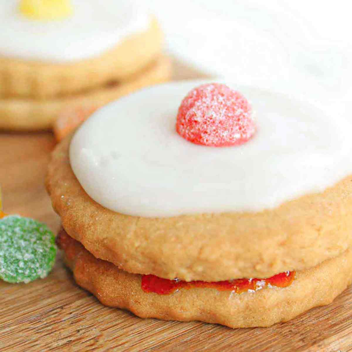 Empire Biscuit Sitting On A Wooden Board