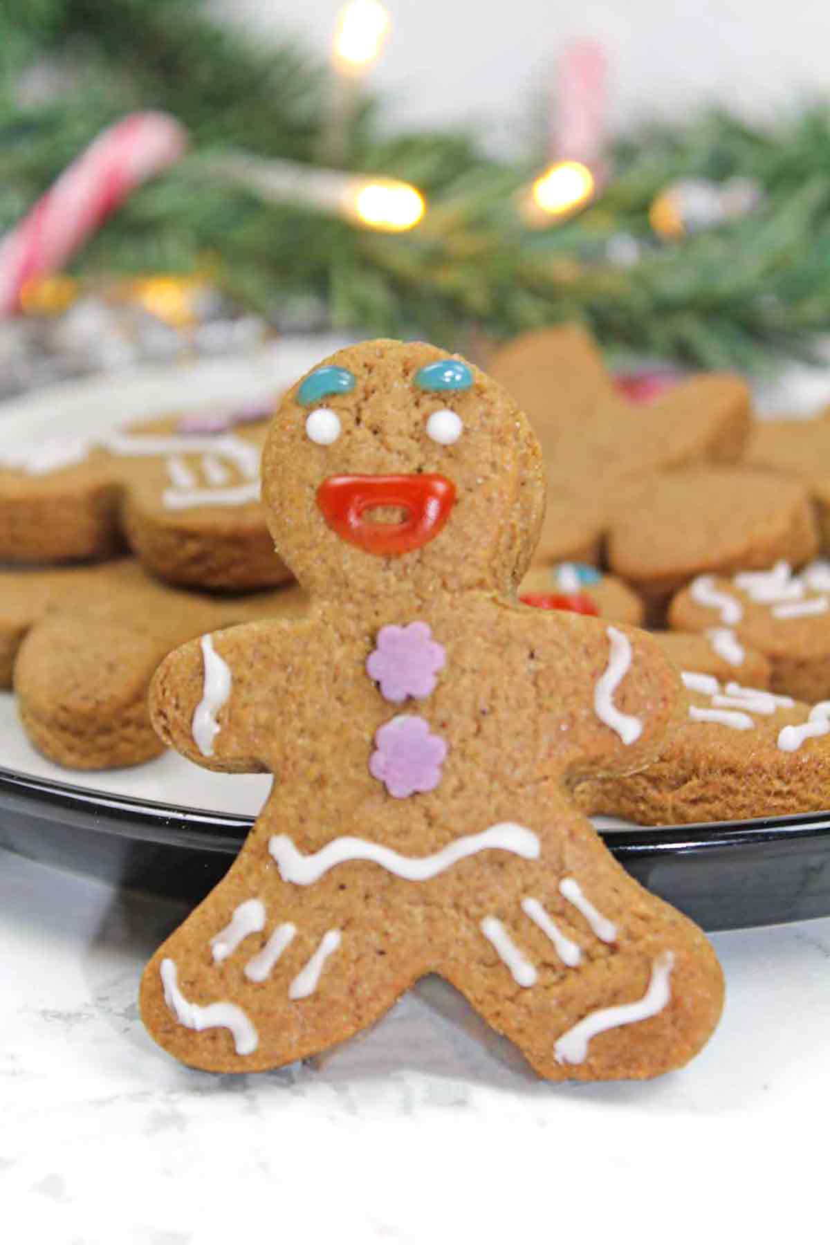 Vegan Shrek Gingerbread Men Biscuits On Plate