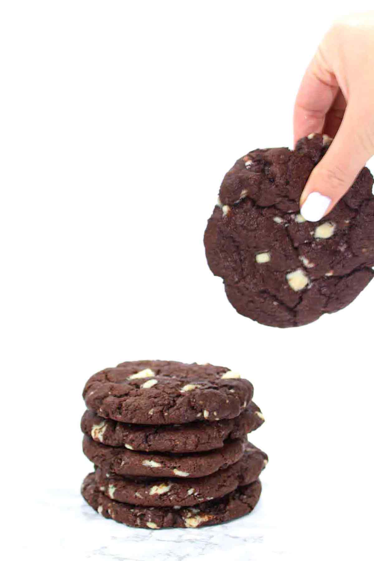 Stack Of Vegan Double Chocolate Cookies