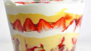 Vegan Strawberry Trifle In A Glass Bowl