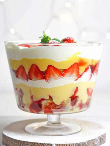 Vegan Strawberry Trifle In A Glass Bowl