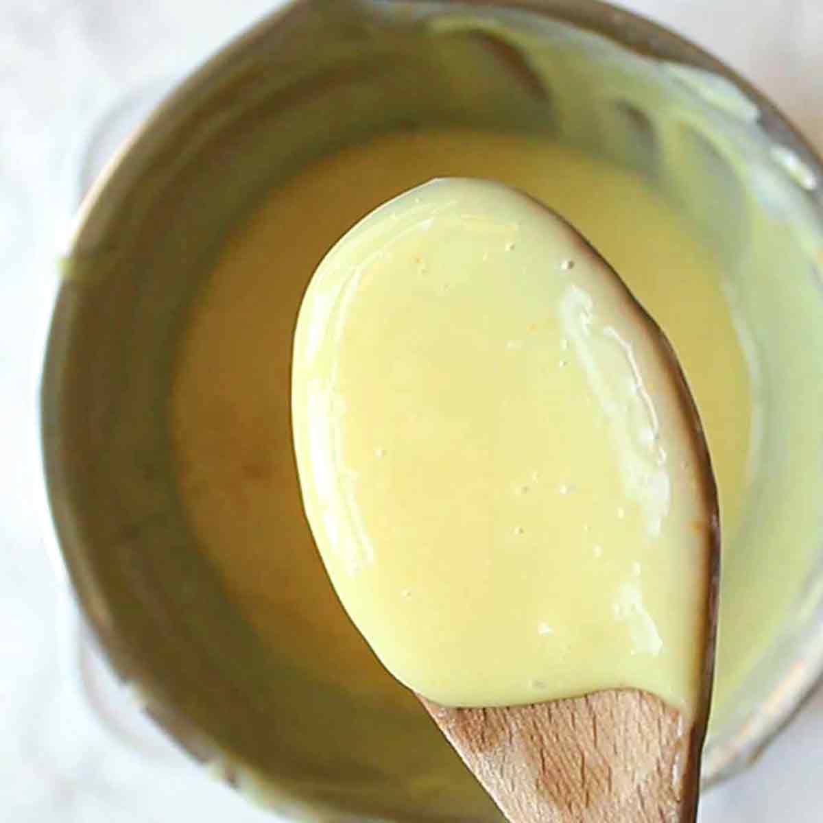 Wooden Spoon Of Vegan Custard