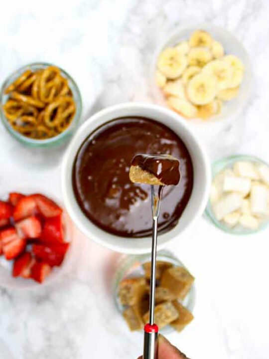Image Of Vegan Fondue Surrounded By Dipping Snacks
