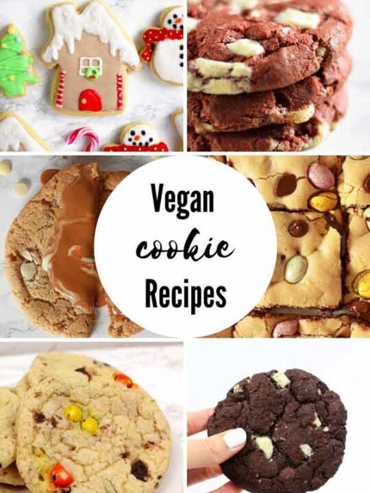 collage of 6 vegan cookie recipes