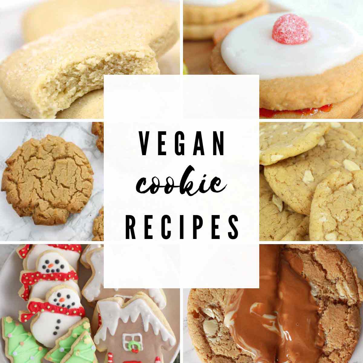 6 images of various vegan Cookie Recipes
