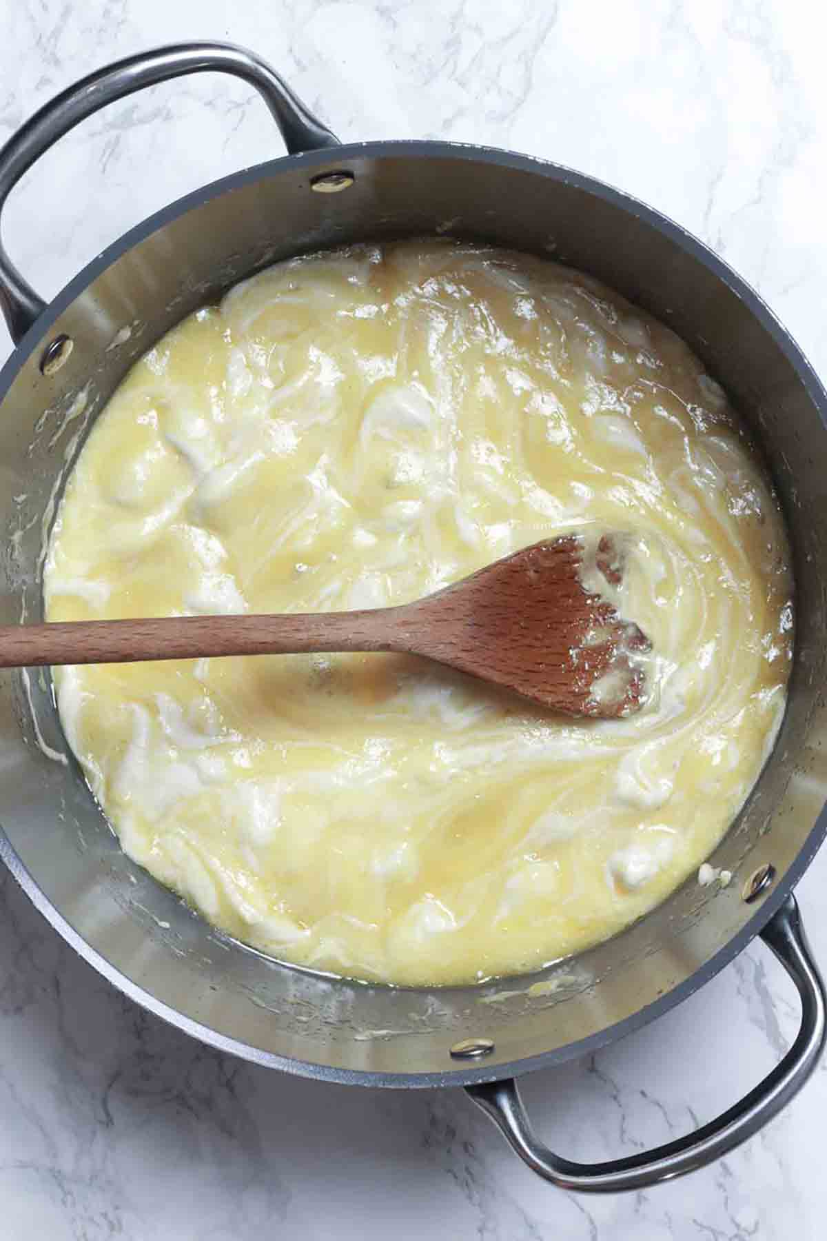 Dairy Free Margarine And Vegetarian Marshmallows Melting In A Pot