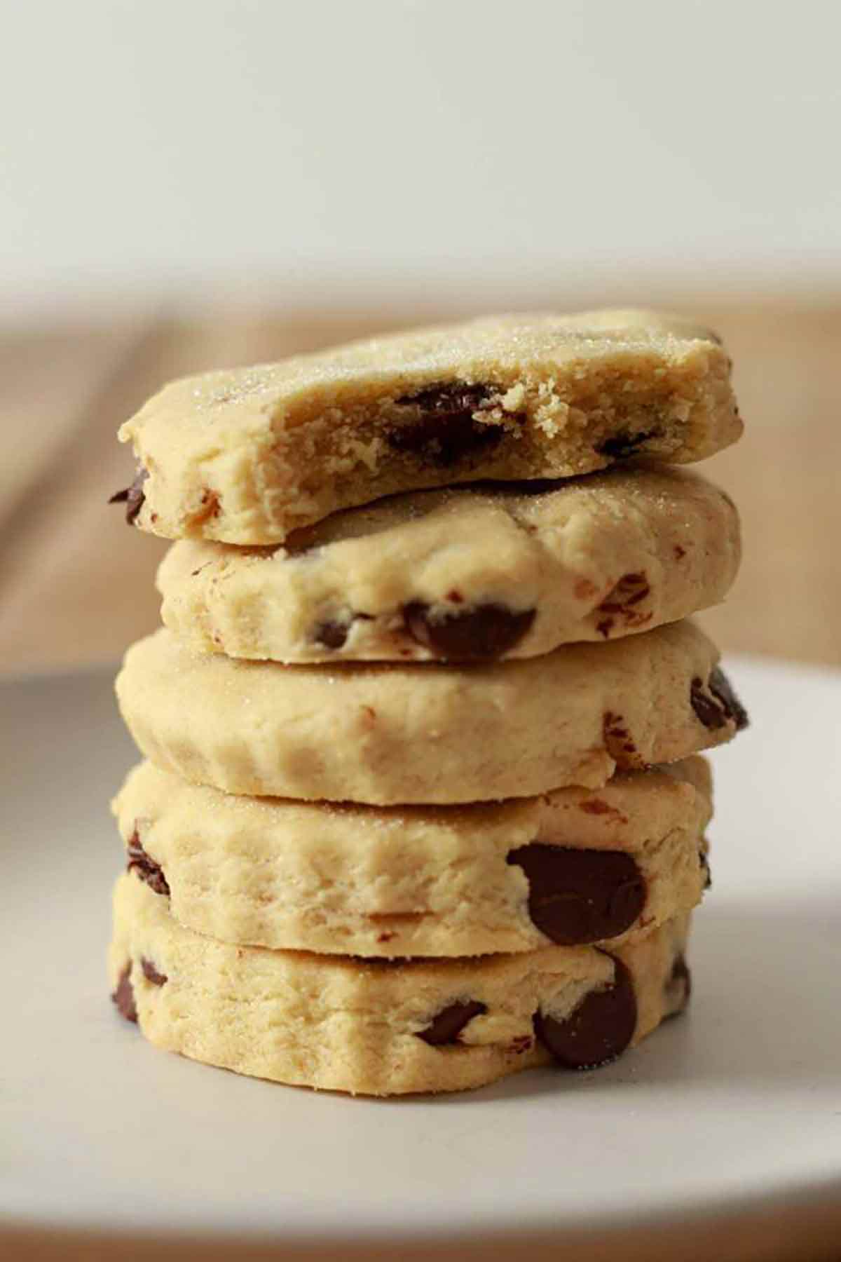 Stack Of 5 Chocolate Chip Shortbread Cookies