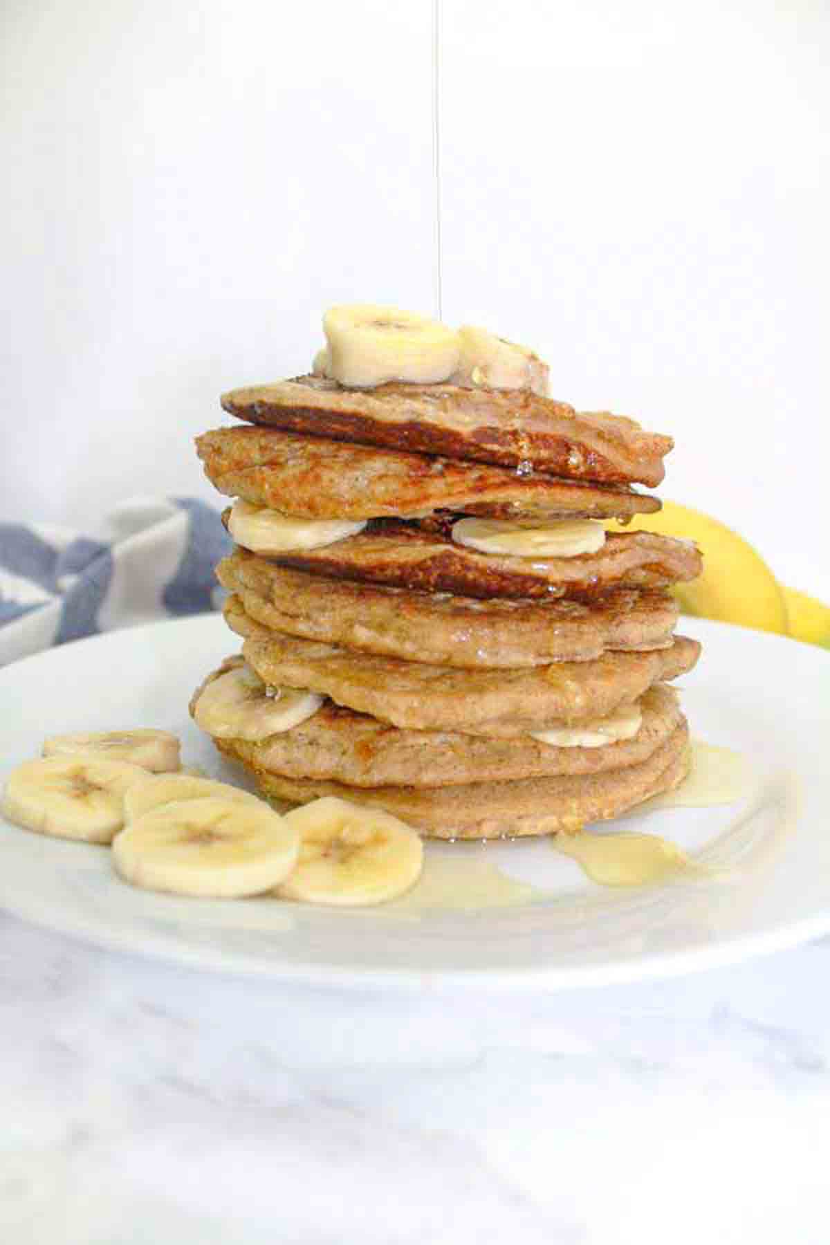 7 Stacked Dairy Free Banana Oat Pancakes