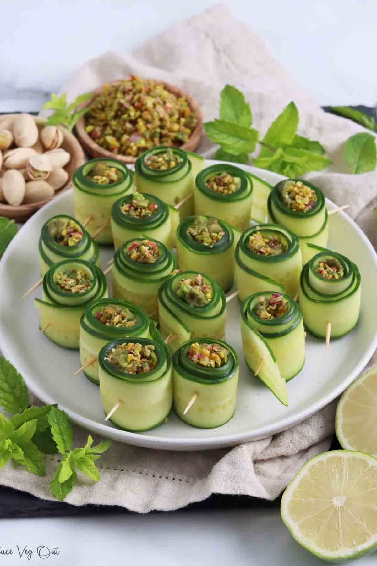 Cucumber Roll Up With Pistachio