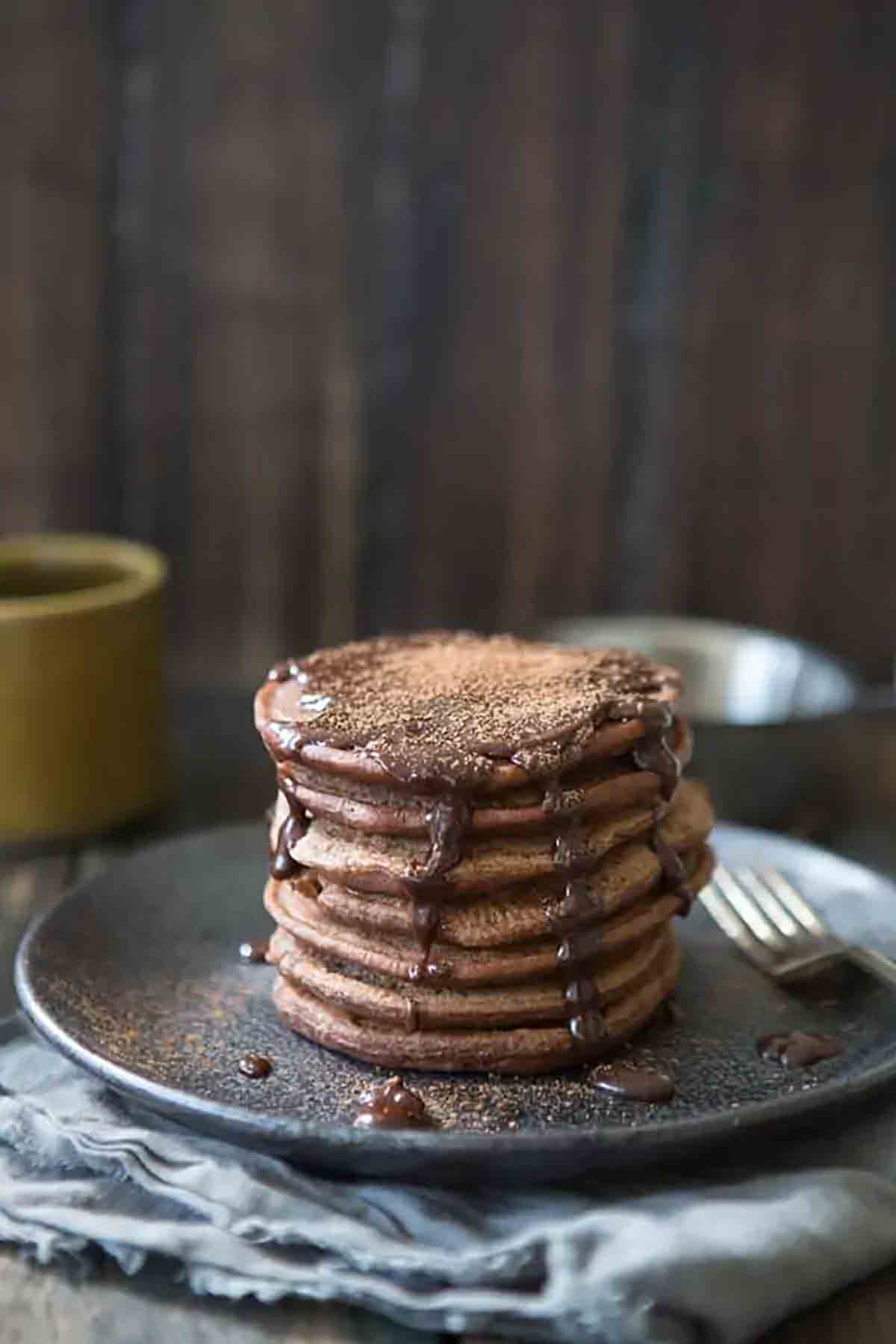 Fluffy Vegan Chocolate Pancakes