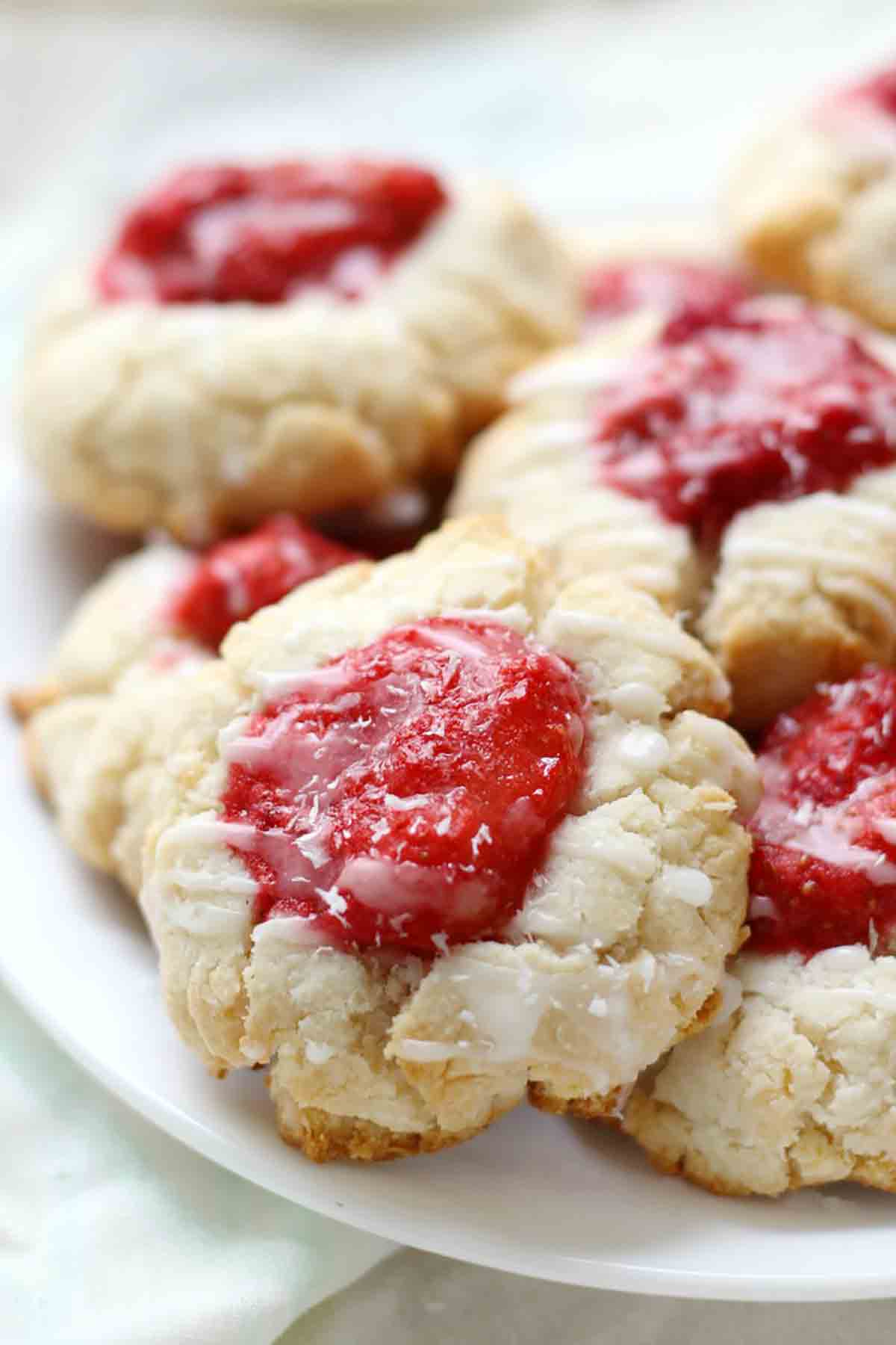 Paleo Strawberry Coconut Thumbprint Cookies