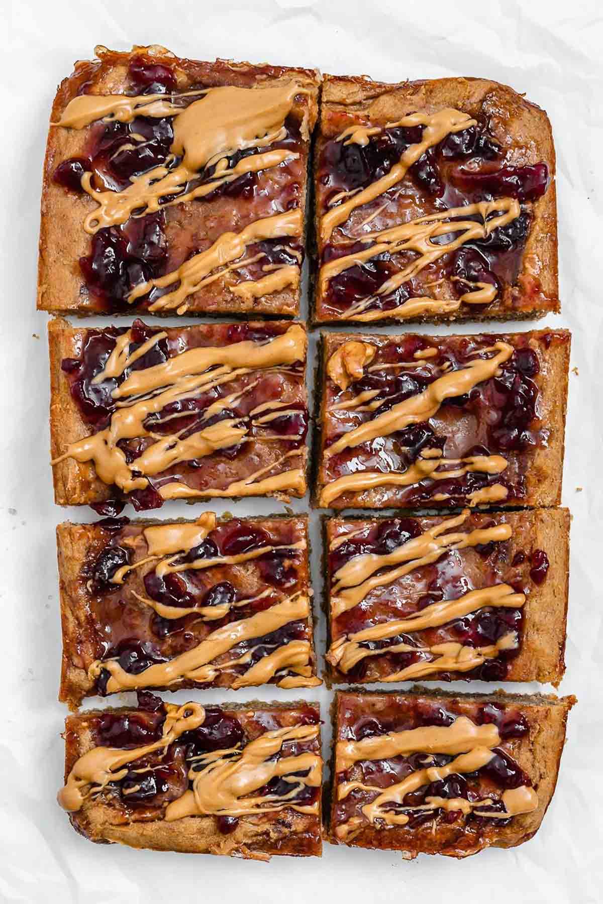 Peanut Butter And Jelly Blondie Bars
