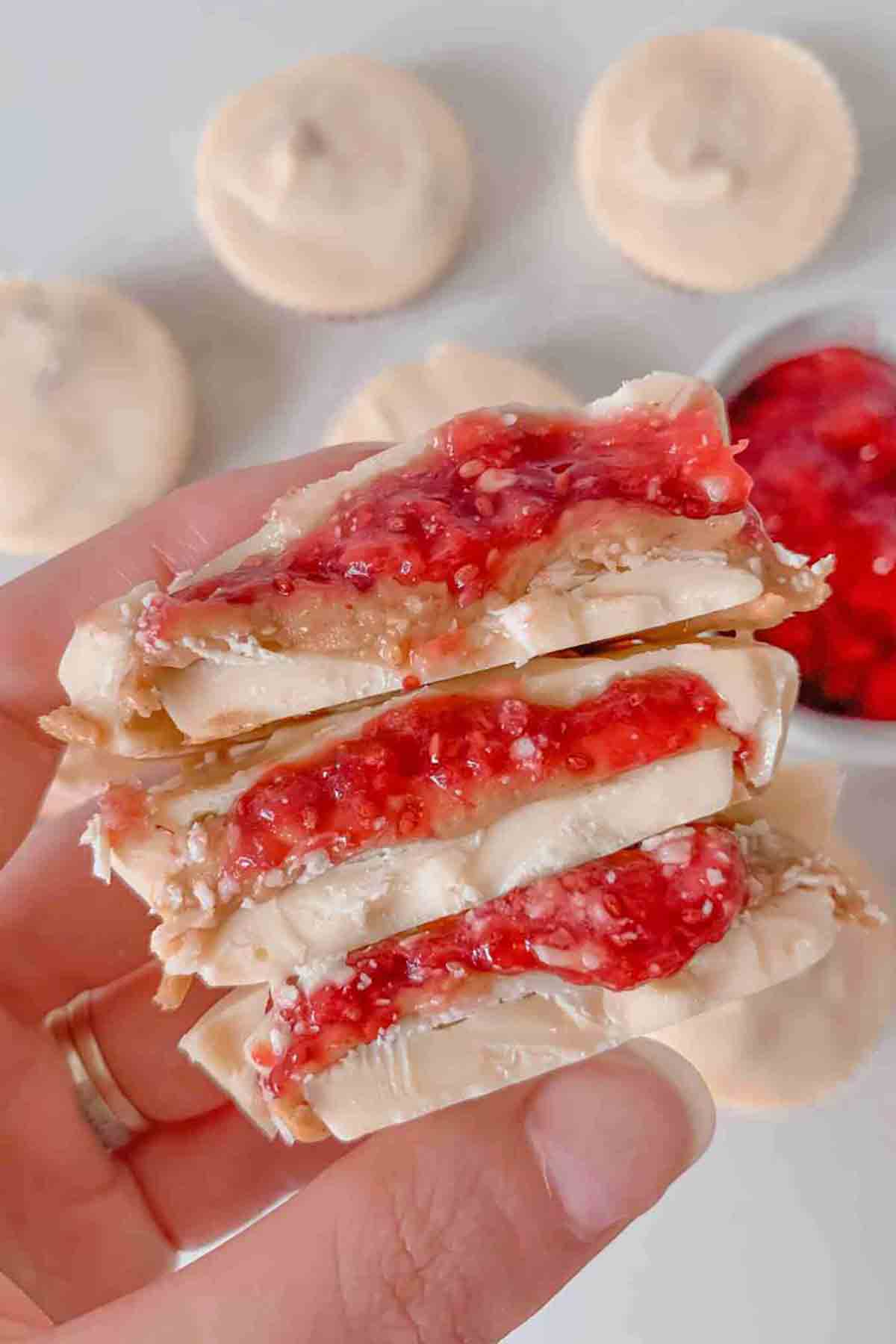 White Chocolate Peanut Butter And Jam Cups